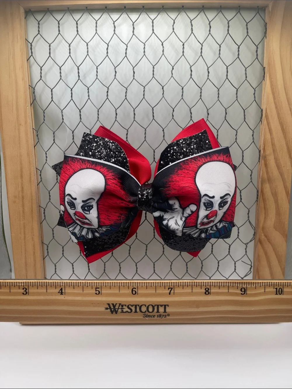 Handmade Spooky Clown Hair Bow